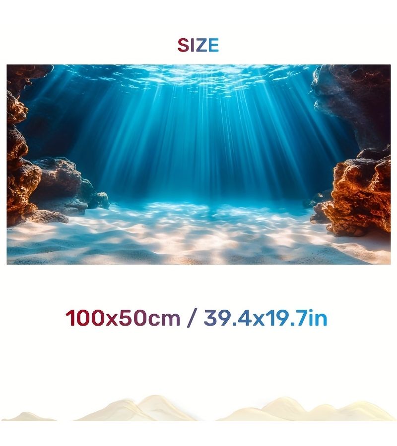 Sunshine Coral Reef Aquarium Background Sticker 19.69x11.81inch Beach View - Image 5