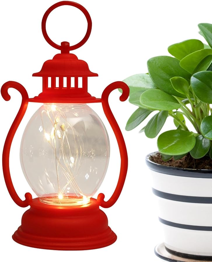 Red LED Hanging Lantern Battery Operated Retro Decorative for Christmas Halloween Outdoor Camping - Image 2