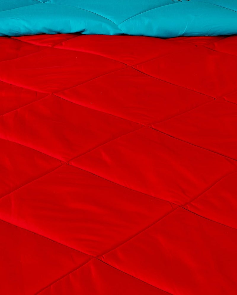 Brand - Solimo Solimo Microfiber Reversible Comforter Double Ruby Red Aqua Blue 200 GSM TC 50 - Image 4