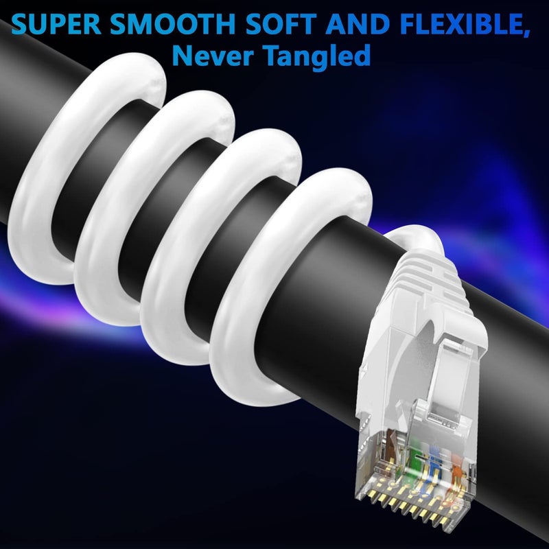 Sado كابل إيثرنت باتش سادو 25 متر 1000 ميجابت في الثانية RJ45 فئة 5 كابل LAN كابل إنترنت عالي السرعة 1 جيجابت للأجهزة الذكية، تلفاز أندرويد، PS4، PS5 مودم، راوتر، LAN ADSL - أبيض (25 متر) - Image 2