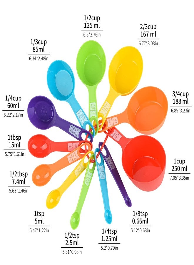 Smithcraft طقم أكواب وملاعق قياس من سميثكراف، 12 قطعة، أكواب وملاعق قياس بلاستيكية لطيفة بوحدات القياس المترية والأمريكية، أكواب وملاعق قياس للمواد الجافة والسائلة، مناسبة للخبز والمطبخ، لون عشوائي - Image 3