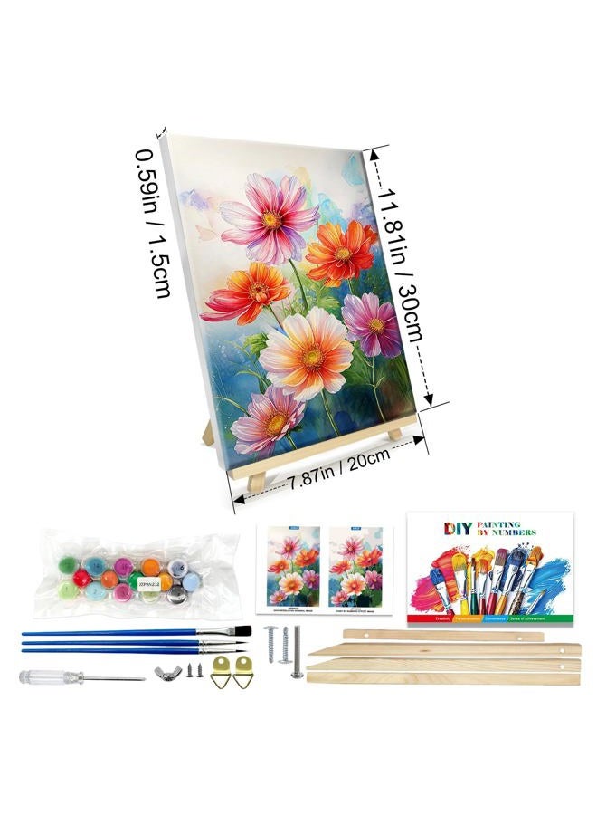 JOOZ Flowers Paint by Numbers Kit for Adults with Frame, DIY Flower Paint by Number with Easel, Adult Paint by Number Kits on Canvas Floral for Wall Decor 8 x 12 Inch - Image 2