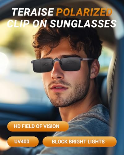 TERAISE Polarized Clip on Sunglasses Over Prescription Glasses Anti-Glare UV400 (Black-upgrade flip) - Image 3