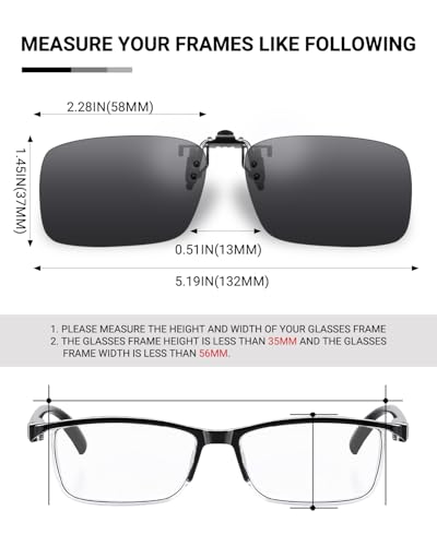 TERAISE Polarized Clip on Sunglasses Over Prescription Glasses Anti-Glare UV400 (Black-upgrade flip) - Image 4