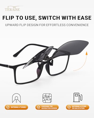 TERAISE Polarized Clip on Sunglasses Over Prescription Glasses Anti-Glare UV400 (Black-upgrade flip) - Image 5
