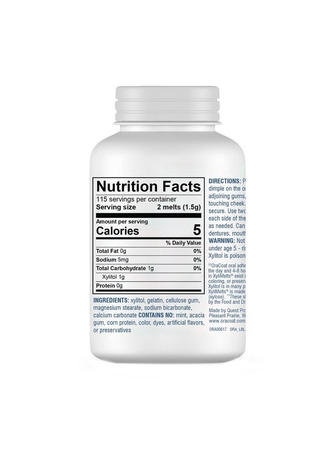 أوراكوت لاصقات OraCoat XyliMelts المرطبة لتخفيف جفاف الفم مع إكسيليتول، 230 قطعة، للأسنان الحساسة، تساعد على تحفيز اللعاب لعلاج جفاف الفم، غير حمضي، للاستخدام ليلاً ونهارًا، إطلاق مؤقت لمدة تصل إلى 8 ساعات  - Image 2