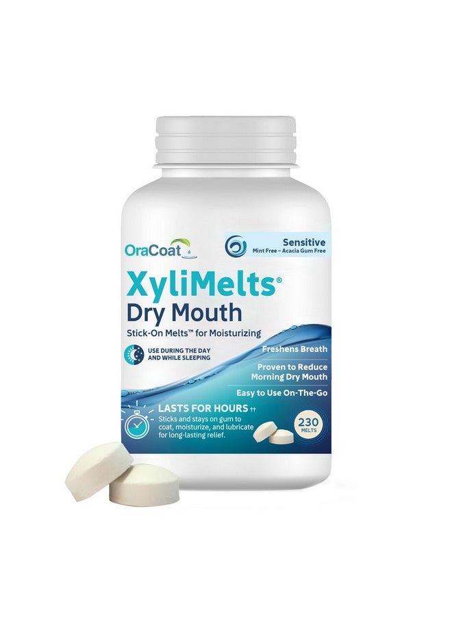 أوراكوت لاصقات OraCoat XyliMelts المرطبة لتخفيف جفاف الفم مع إكسيليتول، 230 قطعة، للأسنان الحساسة، تساعد على تحفيز اللعاب لعلاج جفاف الفم، غير حمضي، للاستخدام ليلاً ونهارًا، إطلاق مؤقت لمدة تصل إلى 8 ساعات  - Image 1