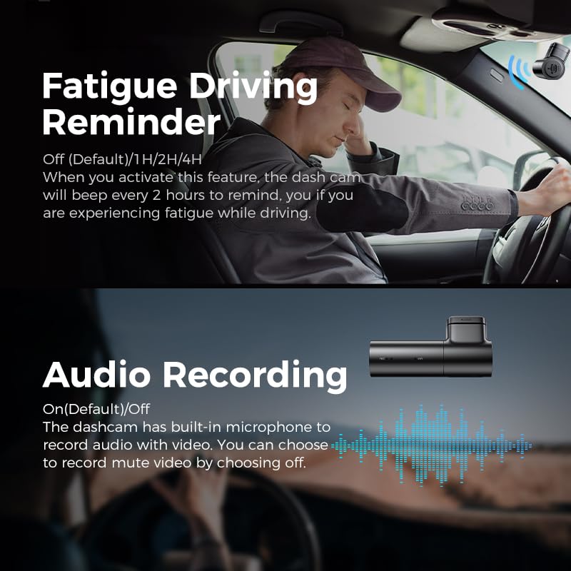 LINGDU D08 1296P Full HD Dash Cam | WiFi G-Sensor Time Lapse Parking Mode | Night Vision Type-C Powered Fatigue Alert | Car Recorder Compact Design - Image 5