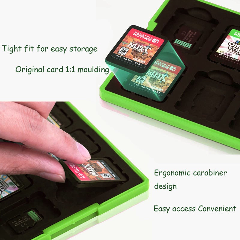 doepeBAE Switch Game Card Case - Portable Hard Shell Storage with 12 Card Slots (L Green) - Image 3