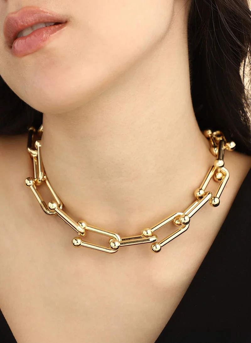 سوهي عقد نسائي بسلسلة سميكة بإبزيم مخلبي من خليط معدني بلون كاليفورنيا مقاس واحد