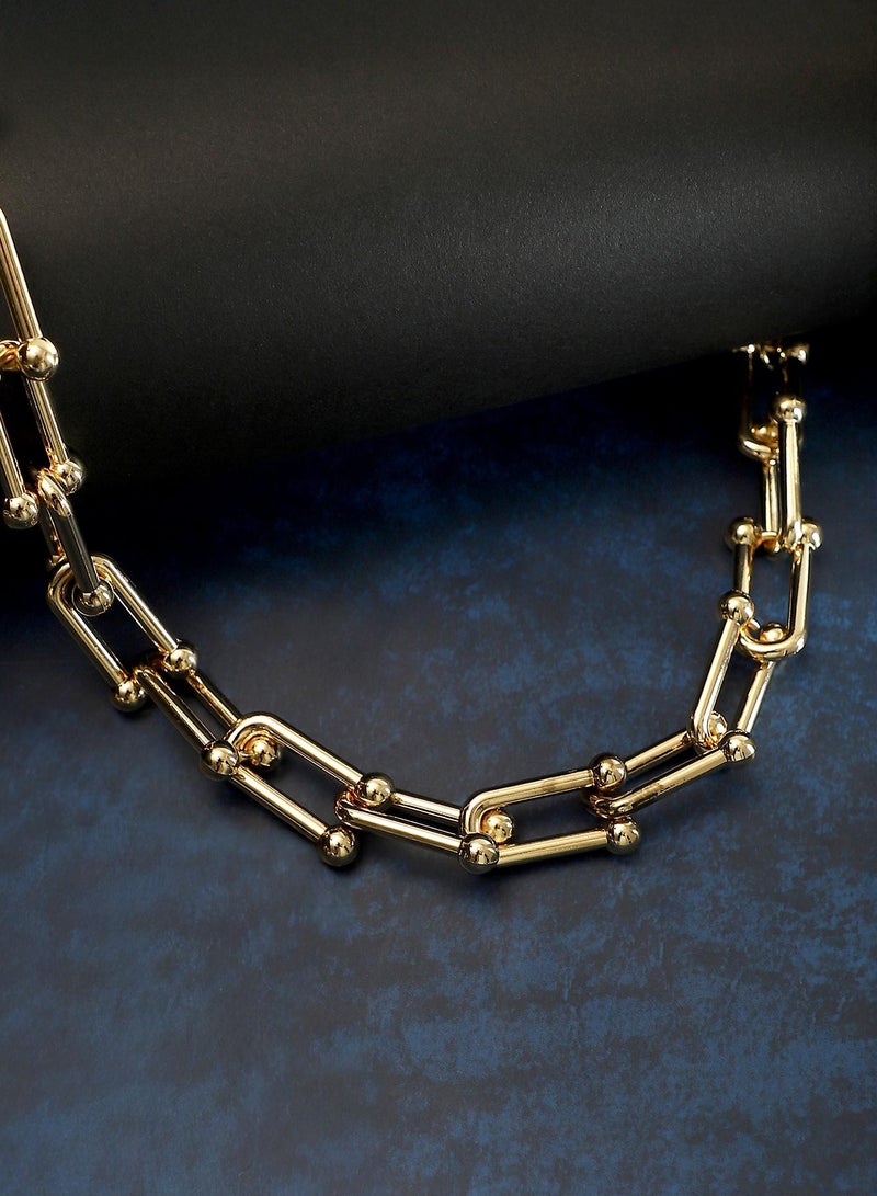 SOHI Women The Chunky Clip-Link Chain Necklace | California  Colour | One-Size | Metallic Alloy Material | Lobster Clasp Closure | Necklace For Casual & Evening Wear - Image 1