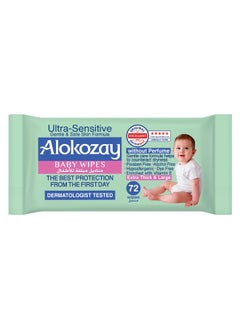 Alokozay Ultra Sensitive Without Perfume Wet Wipes 72 Sheets  - Image 1