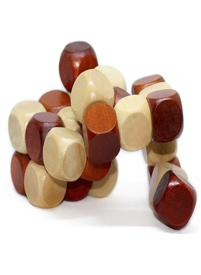 Rubik's Snake Cube, Wooden Brain Teaser Puzzle, Wooden Puzzle, Rubik's Cube for Adults, Strategy Game for Kids