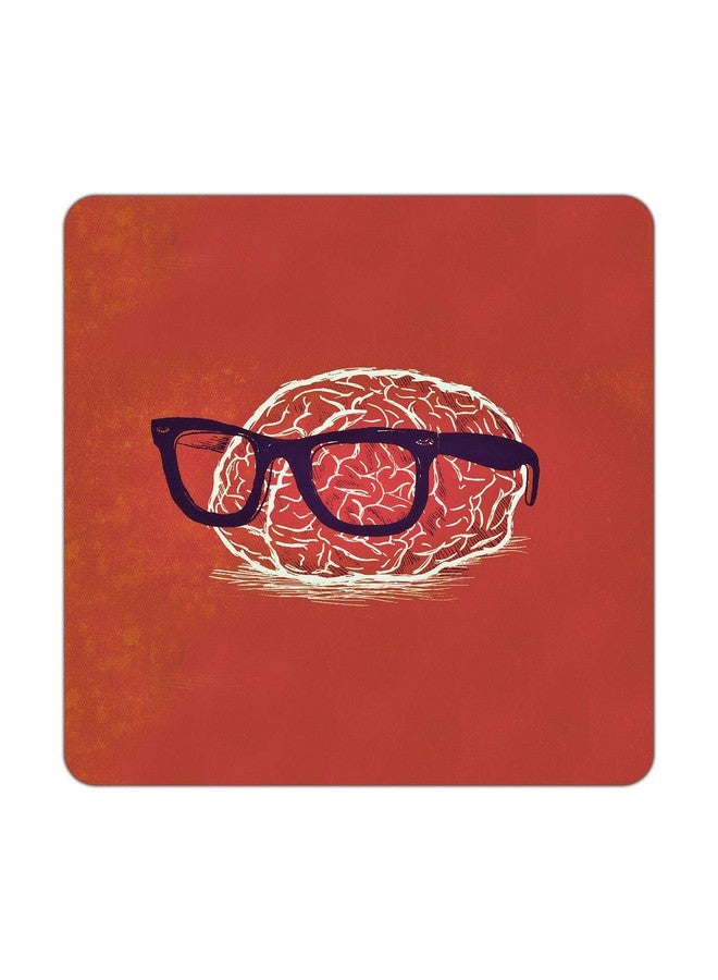 ASHVAH Brain Print/Typography Tea/Coffee Mug/Designer Handmade Wooden Coaster Set for Home Kitchen, Office Desk - Set of 4 - Square: 10cm - Image 4