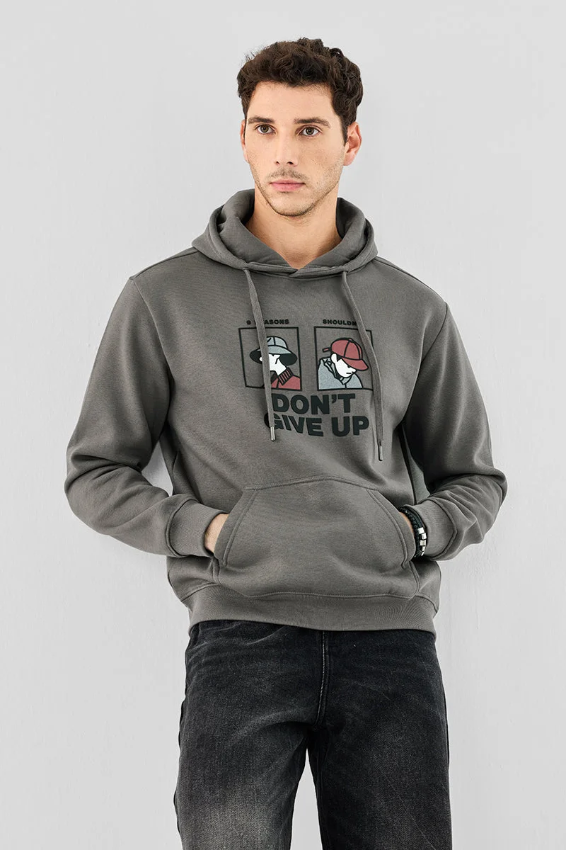 SNITCH Grey Graphic Long Sleeve Regular Fit Hoodie