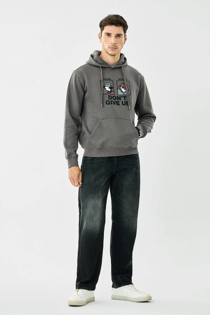 SNITCH Grey Graphic Long Sleeve Regular Fit Hoodie