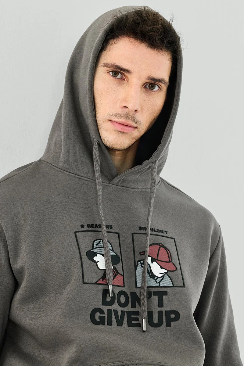 SNITCH Grey Graphic Long Sleeve Regular Fit Hoodie