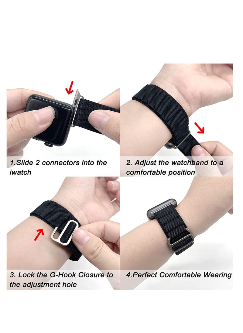 Generic - 4 Pack Alpine Loop Nylon Band Compatible with Apple Watch Band 42mm 44mm 45mm 49mm Women Men,Adjustable Metal G-Hook Strap for iWatch Ultra Series SE 8/7/6/5/4/3/2/1 - Image 1