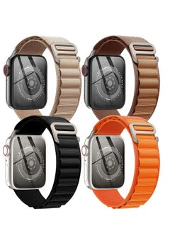 4 Pack Alpine Loop Nylon Band Compatible with Apple Watch Band 42mm 44mm 45mm 49mm Women Men,Adjustable Metal G-Hook Strap for iWatch Ultra Series SE 8/7/6/5/4/3/2/1