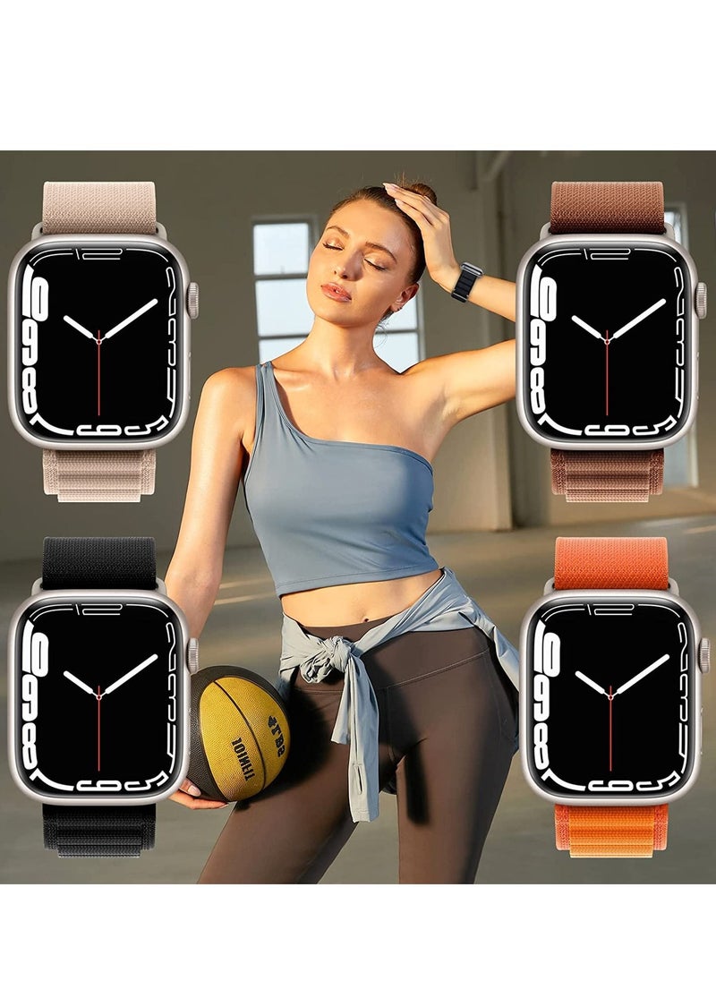Generic - 4 Pack Alpine Loop Nylon Band Compatible with Apple Watch Band 42mm 44mm 45mm 49mm Women Men,Adjustable Metal G-Hook Strap for iWatch Ultra Series SE 8/7/6/5/4/3/2/1 - Image 1