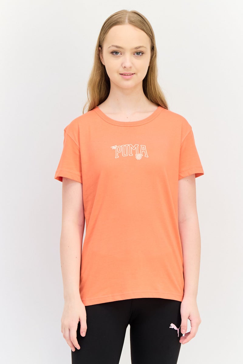 PUMA Women Sportswear Fit Short Sleeve Outdoor Top, Dark Orange - Image 1
