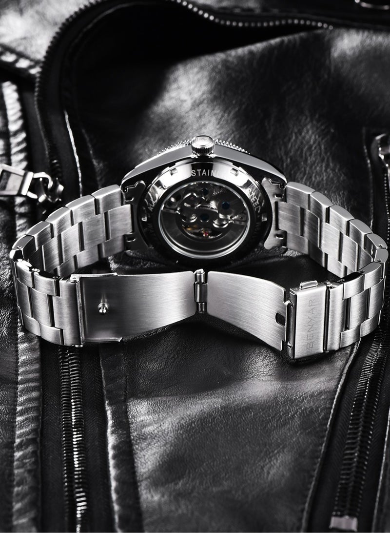 BENYAR Men's Automatic Watch, Fashion Stainless Steel Wristwatch, 100M Deep Waterproof, High-Quality Movement, Luxury Business Wrist Watch, BY-5179M Red - Image 5