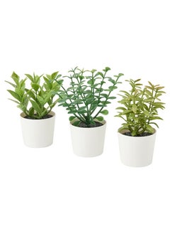 FEJKA Artificial plants with pots, set of 3 indoor/outdoor herbs  - Image 1