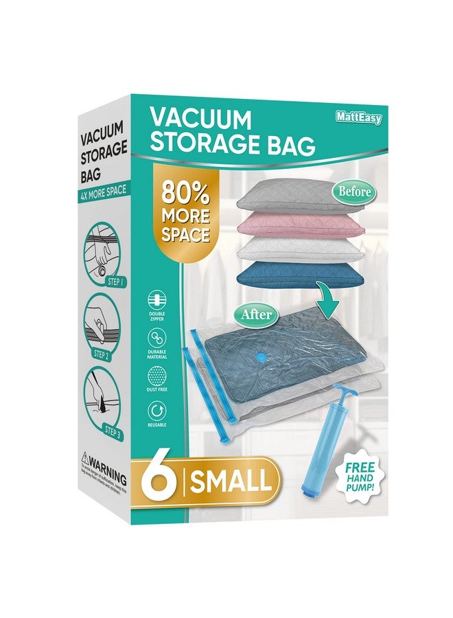 MattEasy MattEasy Space Saver Vacuum Storage Bags, 6 Pack Space Saver Bags with Pump, Storage Vacuum Sealed Bags for Clothes, Comforters, Blankets, Bedding (6 Small) - Image 1