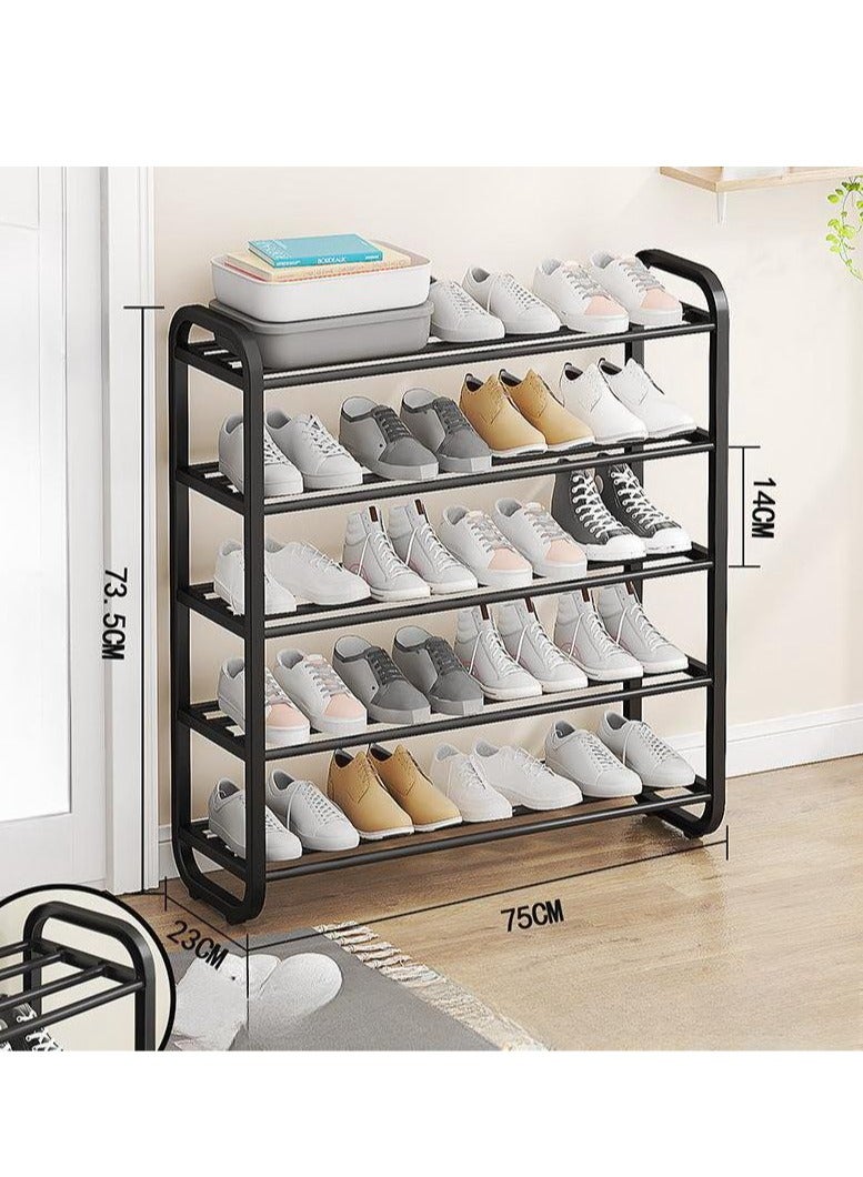 ميكسد 5 طبقات من المعدن الأسود رف الأحذية ، ومناسبة للمدخل ، الممر ، غرفة المعيشة - Image 3