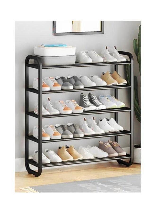 ميكسد 5 طبقات من المعدن الأسود رف الأحذية ، ومناسبة للمدخل ، الممر ، غرفة المعيشة - Image 1