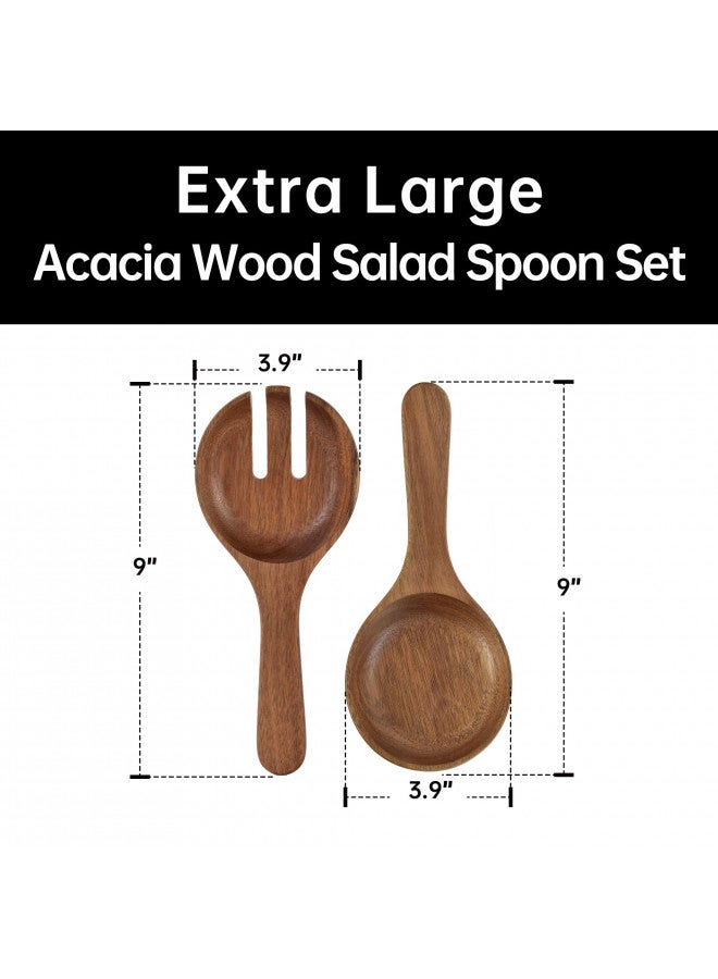 KITEISCAT KITEISCAT Extra Large Glass Salad Bowl Set - Salad Bowls for Party with Acacia Wood Base and Salad Serving Utensils - Elegant and Practical Kitchen Must-Have  - Image 2