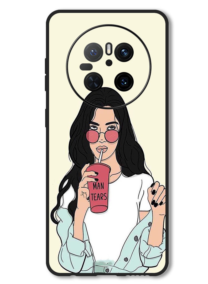 Theodor Case Compatible with Huawei Mate 70 Protection Shockproof Bumper Cover Girl Drinking Coffee - Image 1