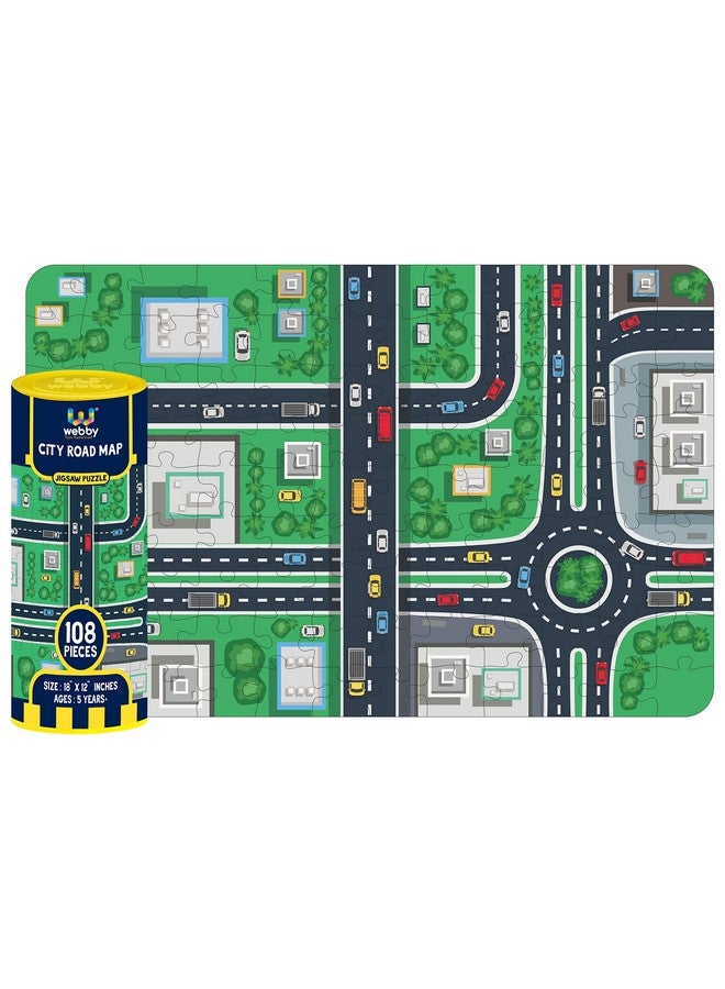 Webby City Road Map Jigsaw Puzzle for Kid, 108 Pieces - Image 1