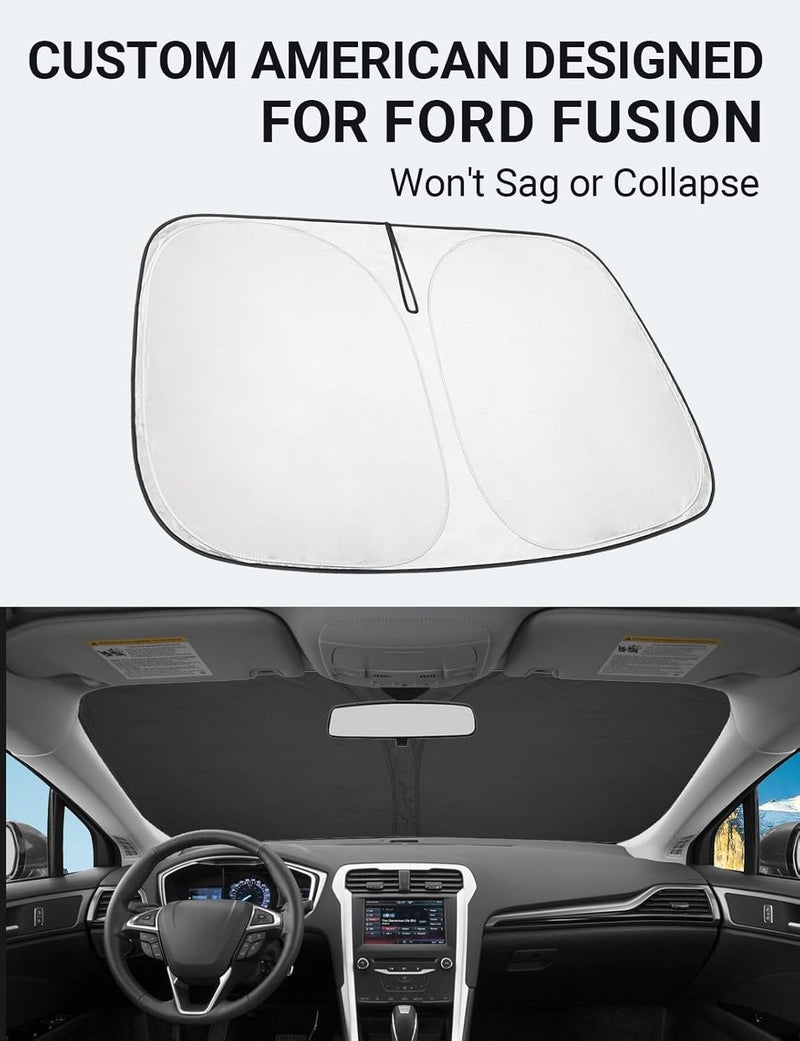 Proadsy واقي شمس أمامي قابل للطي من ، حماية مخصصة لسيارة Ford Fusion Sedan 2013-2021، ترقية 2024 - Image 2