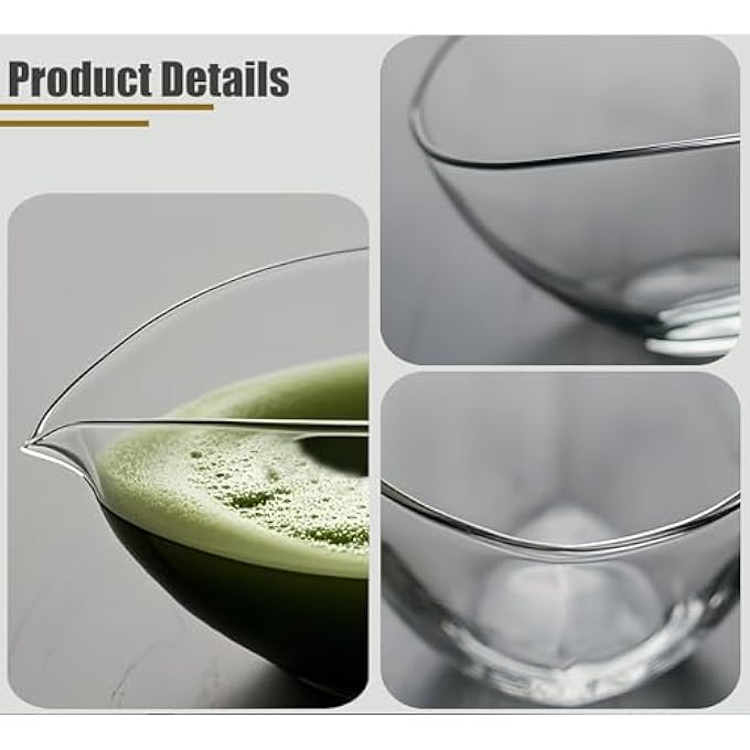 LamChyar Matcha Bowl With Spout LeadFree Glass Tea Bowl With Pour Spout 7 Oz Japanese Style Chawan Matcha Ceremony Accessories - Image 3