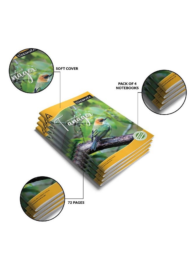 classmate Classmate Notebook - Single Line, 72 Pages, 240 mm x 180 mm - Pack Of 4  - Image 5