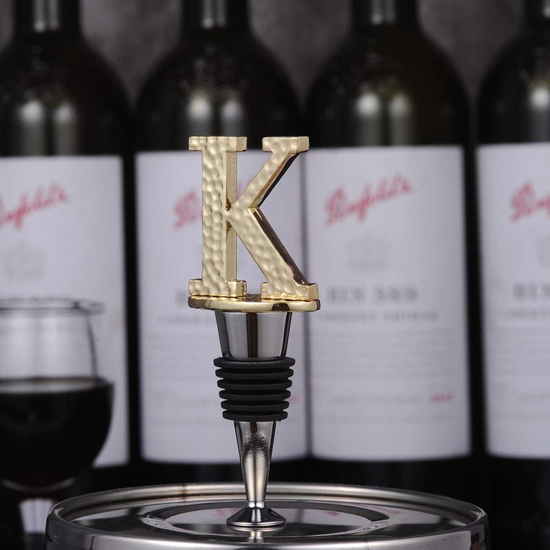 Miicol Wine Stopper, Prosecco Stopper, Wine Bottle Stopper, Personalised Champagne Stopper, Gold Wine Accessories, Wine Lovers Gift, Monogram Gift, Letter K - Image 4