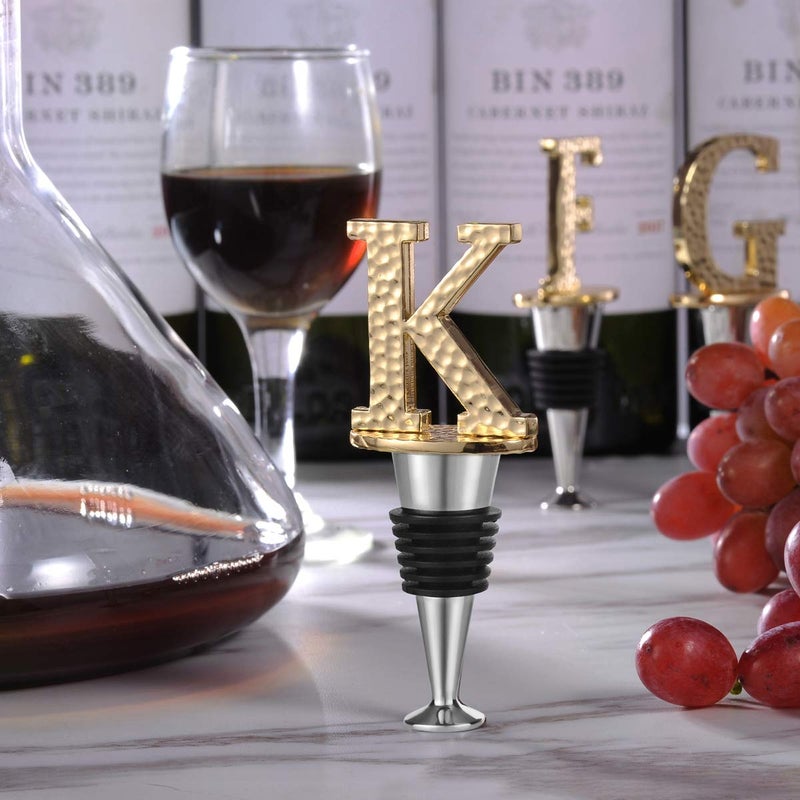 Miicol Wine Stopper, Prosecco Stopper, Wine Bottle Stopper, Personalised Champagne Stopper, Gold Wine Accessories, Wine Lovers Gift, Monogram Gift, Letter K - Image 3
