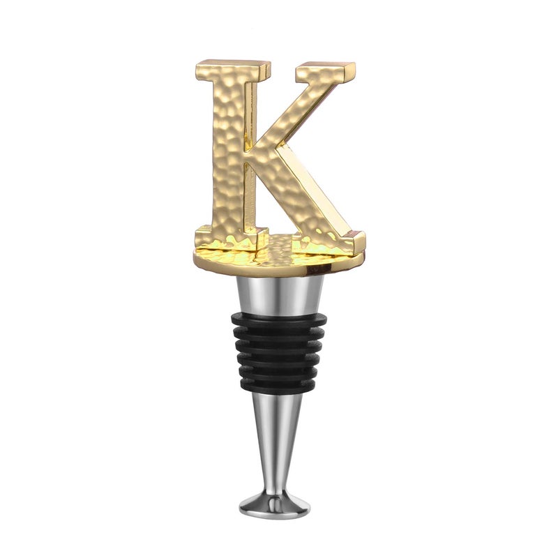 Miicol Wine Stopper, Prosecco Stopper, Wine Bottle Stopper, Personalised Champagne Stopper, Gold Wine Accessories, Wine Lovers Gift, Monogram Gift, Letter K - Image 1