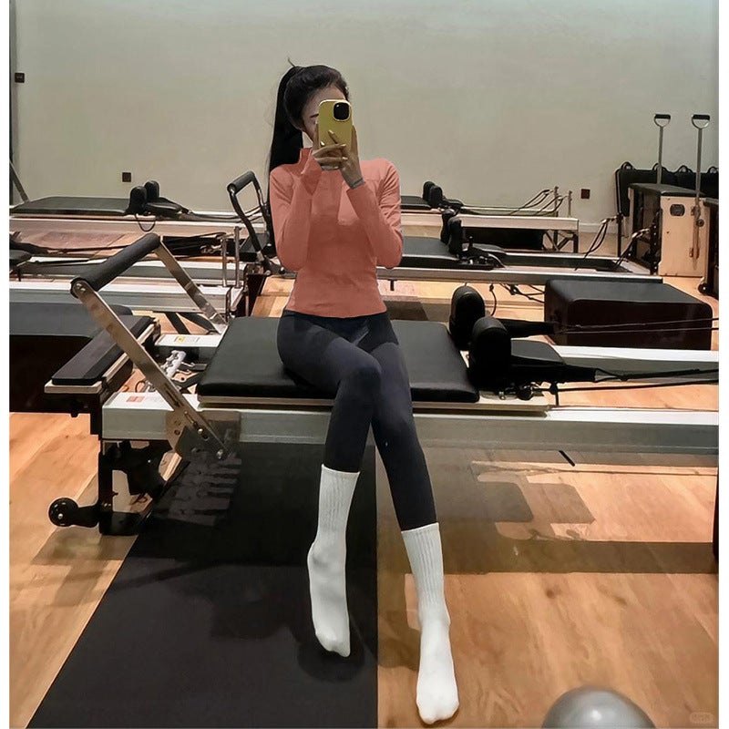 Generic Quick-Drying Clothes Sports Jacket Womens Tight-Fit Workout Yoga Clothes Long Sleeve Zipper Cardigan Running Fitness Clothes Spring Honey pomelo pink coat 