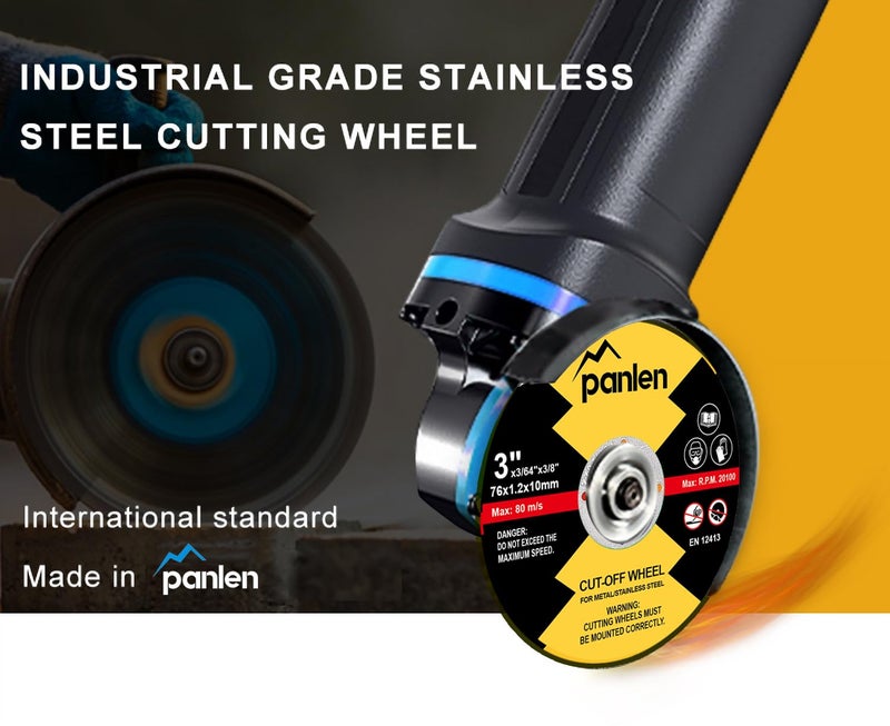 panlen 50 PCS 3 inch Cutting Disc,3/8" Arbor Cut Off Wheels for Power Die Grinders and Angle Grinder for Metal and Stainless Steel - Image 2
