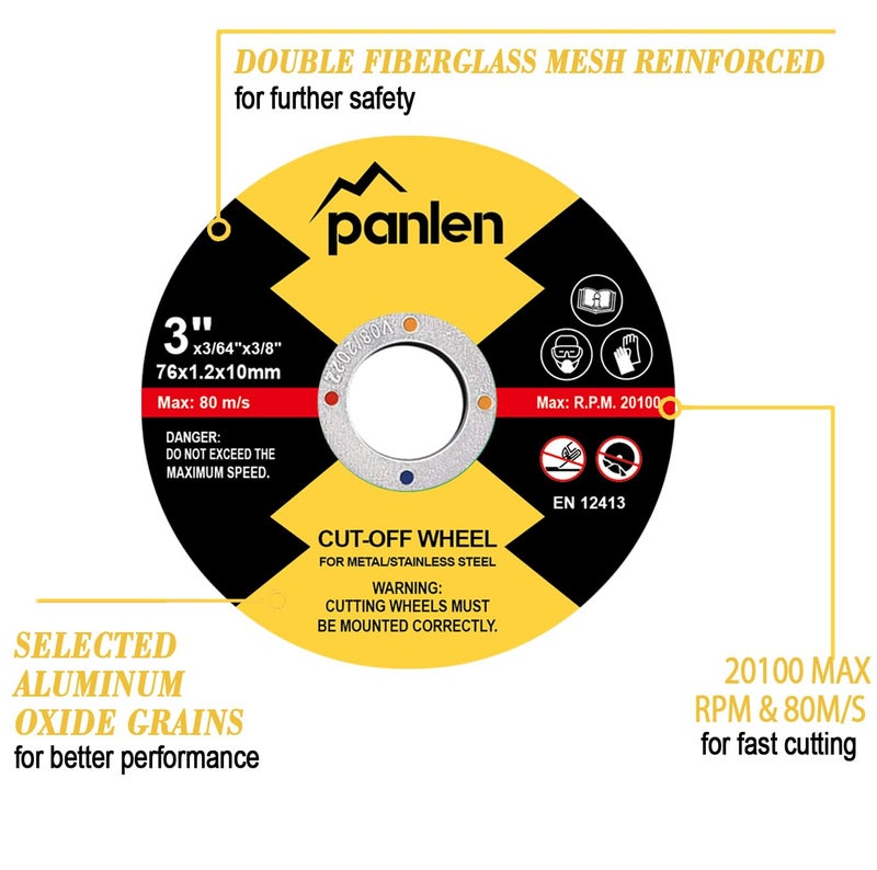 panlen 50 PCS 3 inch Cutting Disc,3/8" Arbor Cut Off Wheels for Power Die Grinders and Angle Grinder for Metal and Stainless Steel - Image 5