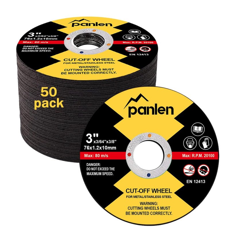 panlen 50 PCS 3 inch Cutting Disc,3/8" Arbor Cut Off Wheels for Power Die Grinders and Angle Grinder for Metal and Stainless Steel - Image 1