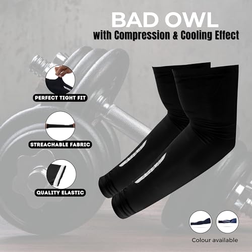 BADOWL Arm Sleeves for Men & Women|UV Protection Hand Sleeves for Boys & Girls|Arm Cover for Biking, Cricket, Cycling, Outdoor Sports (Dark Blue) - Image 4