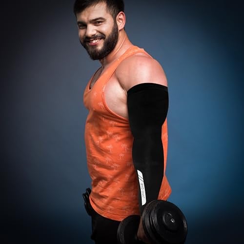 BADOWL Arm Sleeves for Men & Women|UV Protection Hand Sleeves for Boys & Girls|Arm Cover for Biking, Cricket, Cycling, Outdoor Sports (Dark Blue) - Image 3