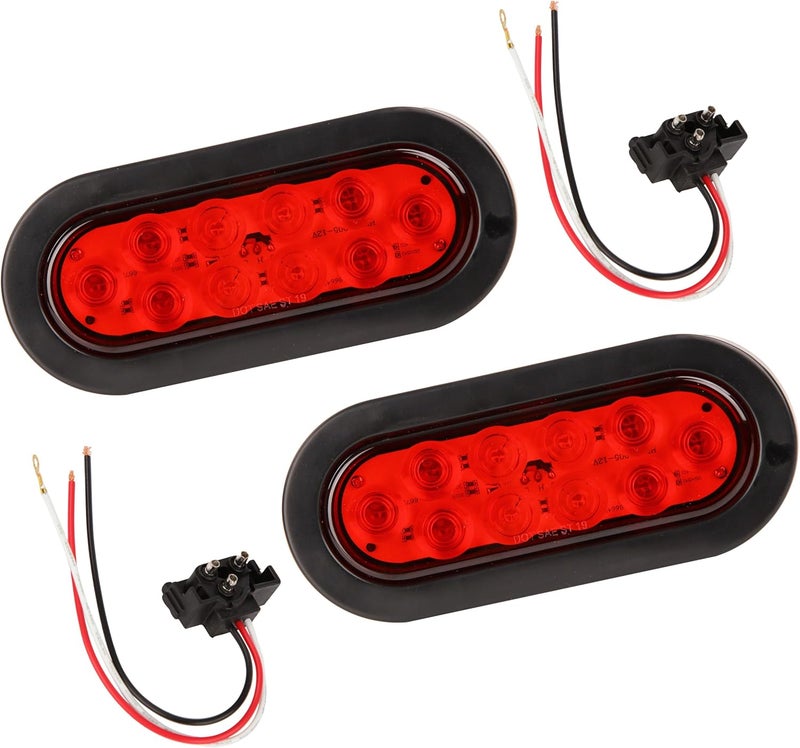NEW SUN 6" Red Oval LED Trailer Tail Lights Kit - Image 1
