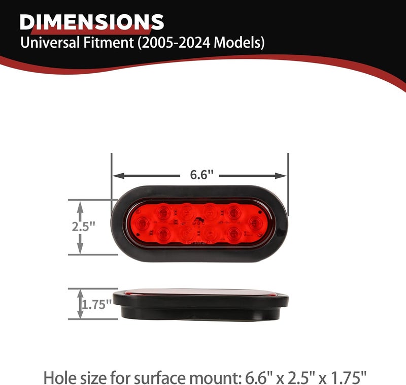 NEW SUN 6" Red Oval LED Trailer Tail Lights Kit - Image 2