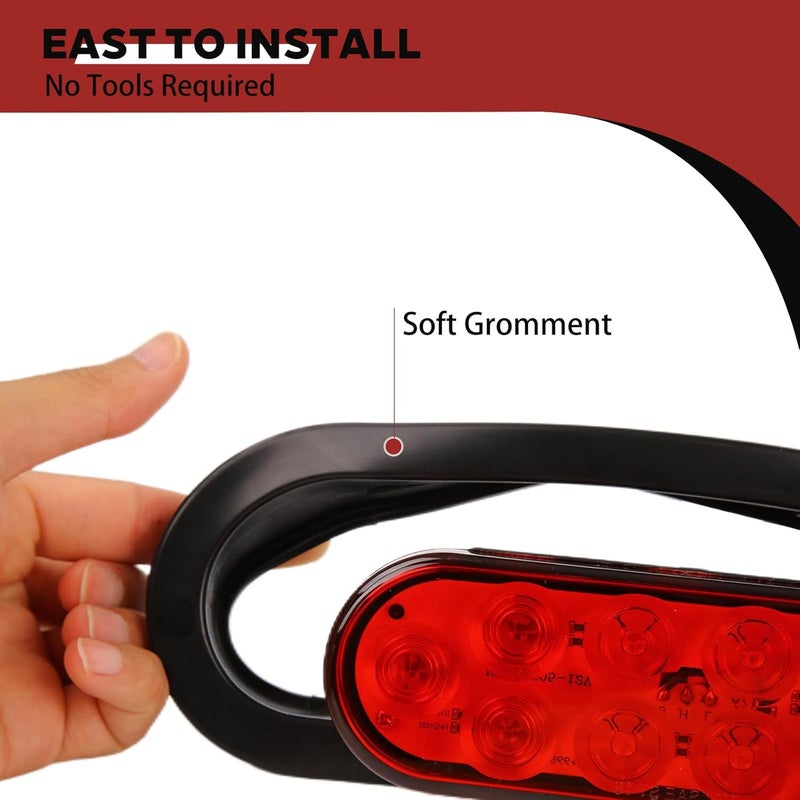 NEW SUN 6" Red Oval LED Trailer Tail Lights Kit - Image 5