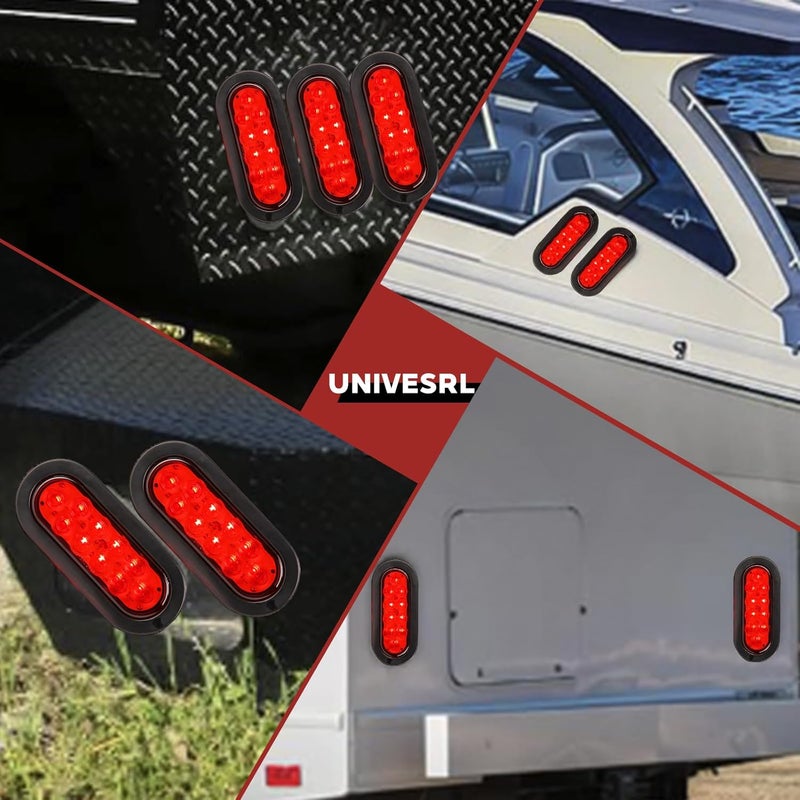 NEW SUN 6" Red Oval LED Trailer Tail Lights Kit - Image 4