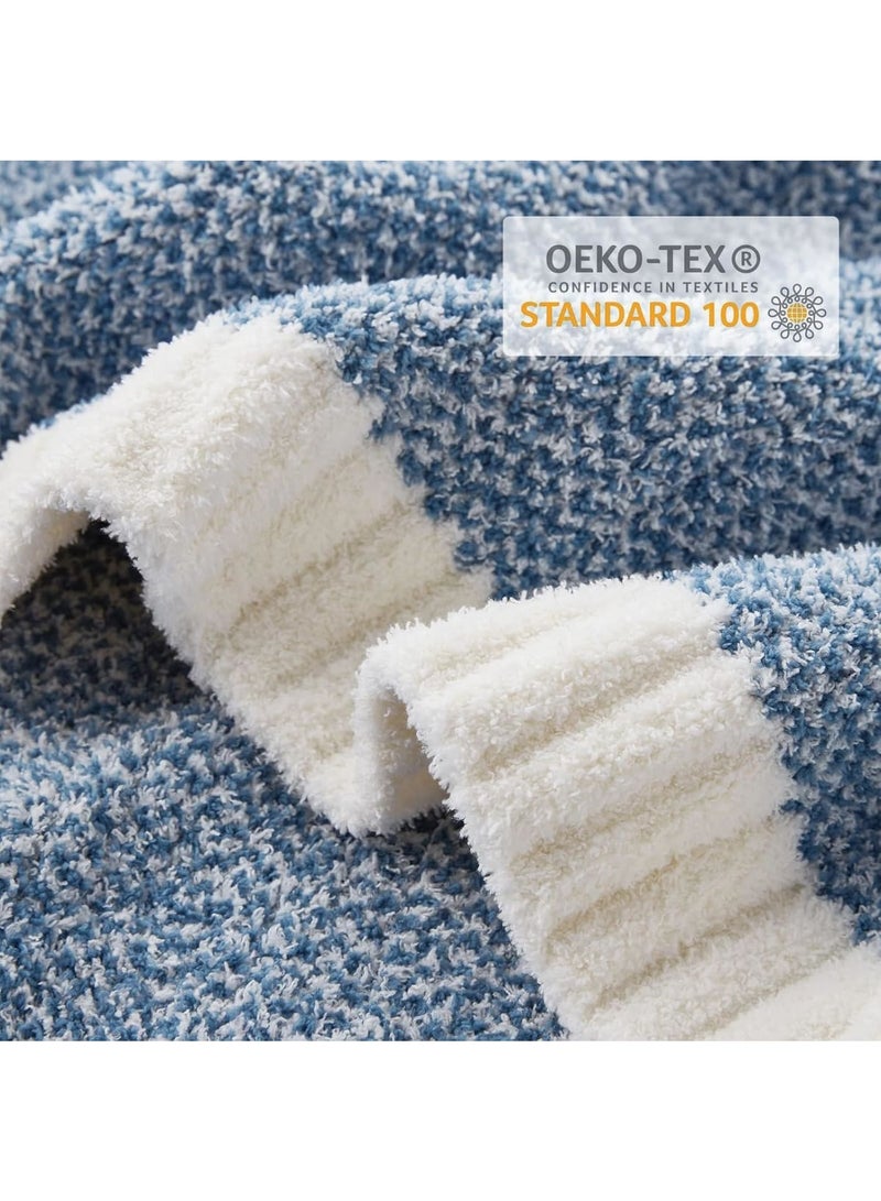 Zikra Soft Fluffy Throw Blanket, 50 x 60 inch Warm Throws for Couch, Reversible Super Cozy Blankets, Fuzzy Plush Lightweight Throw Blankets for Sofa, Bed, Living Room, Heather Blue - Image 5